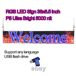 5000Nits P5 38x 6.5 Full Color LED Sign Programmable Scrolling Message Display