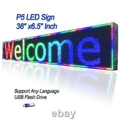 5000Nits P5 38x 6.5 Full Color LED Sign Programmable Scrolling Message Display