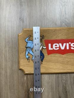 70s Vintage Levi's Hand Painted Wooden Store Display Sign Advertisement Rare