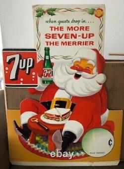 7UP Soda Sign Santa Claus Christmas Price Point Store Display Original Vintage
