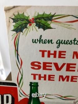 7UP Soda Sign Santa Claus Christmas Price Point Store Display Original Vintage