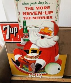 7UP Soda Sign Santa Claus Christmas Price Point Store Display Original Vintage