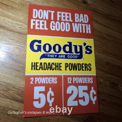 9x14 Vintage Goody's Powders Advertisement Poster Card stock Store display Sign