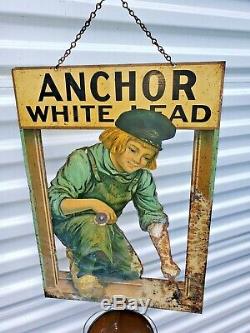 Anchor White Lead Dutch boy paint sign. String holder and store display