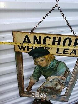 Anchor White Lead Dutch boy paint sign. String holder and store display