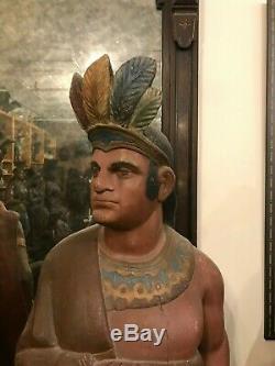 Antique 1870-1890 American Cigar Store Indian Trade Sign Display Figure Statue