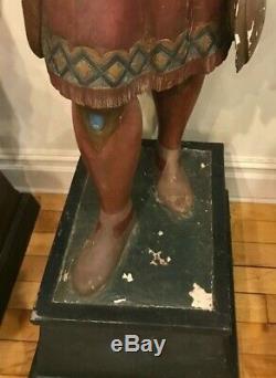 Antique 1870-1890 American Cigar Store Indian Trade Sign Display Figure Statue