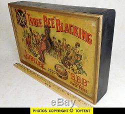Antique 1888 animated store display Bixbys Jubilee Three Bee Blacking tap dancer