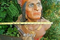 Antique 1890s Advertising Tobacco / Cigar Store American Indian Display Sign