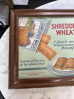 Antique 1930s Shredded Wheat Lithograph Store Display Framed