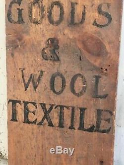 Antique Aafa Wooden Original Painted Advertising Trade Sign Dry Goods Textile