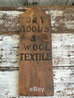 Antique Aafa Wooden Original Painted Advertising Trade Sign Dry Goods Textile