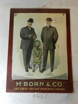 Antique Advertising Sign-1908 M-born & Co. Tailors Sign- Chicago- Vintage Suit