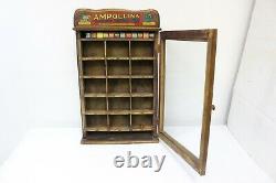Antique Ampollina Dyes Display Cabinet Country Store Display Wood & Glass
