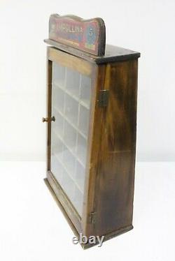 Antique Ampollina Dyes Display Cabinet Country Store Display Wood & Glass