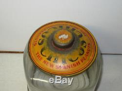 Antique Chicos Spanish Peanuts Country Store Display Jar Tin Litho Sign LID Nut