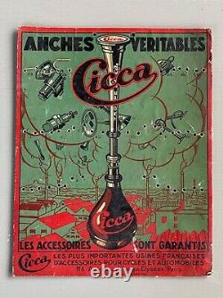 Antique Cicca Store Display Sign Bicycle Auto Bulb Horn Paris France HTF VTG Ad