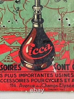 Antique Cicca Store Display Sign Bicycle Auto Bulb Horn Paris France HTF VTG Ad