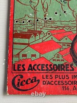 Antique Cicca Store Display Sign Bicycle Auto Bulb Horn Paris France HTF VTG Ad