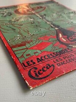 Antique Cicca Store Display Sign Bicycle Auto Bulb Horn Paris France HTF VTG Ad