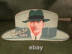 Antique Die Cut Hat Store Display Sign Art Deco Vintage Great Graphic Clothing