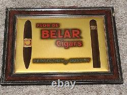 Antique FLOR DE BELAR CIGARS Tin Litho Store Advertising Counter Display Sign