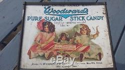 Antique General Store Stand Up Telescoping Display Sign Woodwards Stick Candy
