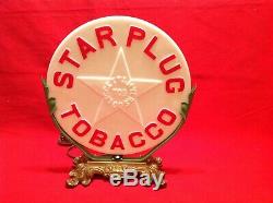 Antique Glass Light Up Elrctric Display Sign Star Plug Tobacco Patd. 1882