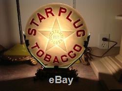 Antique Glass Light Up Elrctric Display Sign Star Plug Tobacco Patd. 1882