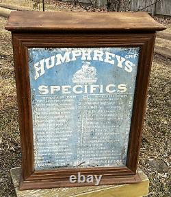 Antique Humphreys Specifics General Store Medical Display Wood Cabinet & Sign