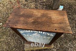 Antique Humphreys Specifics General Store Medical Display Wood Cabinet & Sign