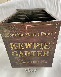 Antique Kewpie Garters Advertising Store Display Dispenser Box, Tin Counter top