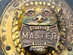 Antique Master Lock Advertising Store Display LION killer padlock sign
