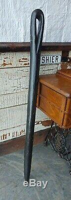 Antique Oversized Trade Display 49 Wood Sewing Needle Sign Spool Cabinet Store