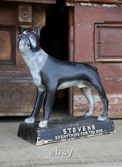 Antique Paper Mache Store counter Display Stevens Dog Food Advertising sign