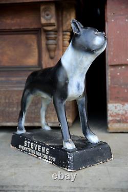 Antique Paper Mache Store counter Display Stevens Dog Food Advertising sign