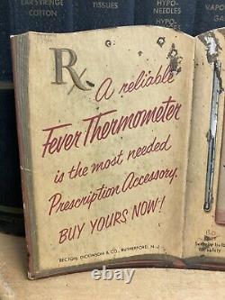 Antique Pharmacy Cardboard Becton-dickinson Thermometer Counter Display Sign