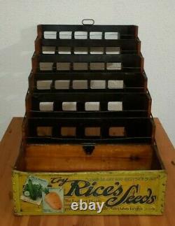 Antique RICES SEEDS Advertising Country General Store Folding Display Cabinet
