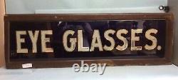 Antique Reverse Painted Glass Optometrist Sign for Eye Glasses 46L