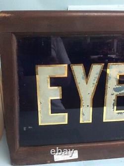 Antique Reverse Painted Glass Optometrist Sign for Eye Glasses 46L