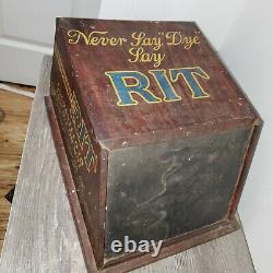 Antique Rit Dye Store Display Cabinet With Contents And Vintage Rack Sign