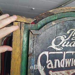 Antique Sidewalk Advertising Sign Sandwiches Candy Providence Square 2 Sided