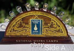 Antique Sign GE National Mazda Lamp Electric Display Light Bulb Advertising 1920