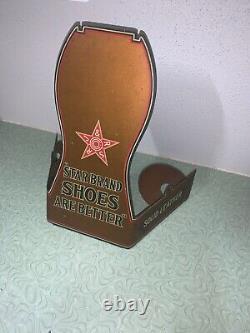 Antique Star Brand Shoes Metal General Store Counter Advertising Display Sign