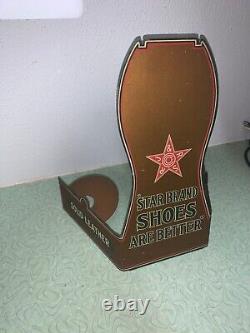 Antique Star Brand Shoes Metal General Store Counter Advertising Display Sign