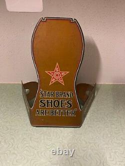 Antique Star Brand Shoes Metal General Store Counter Advertising Display Sign