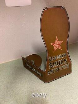 Antique Star Brand Shoes Metal General Store Counter Advertising Display Sign