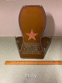 Antique Star Brand Shoes Metal General Store Counter Advertising Display Sign