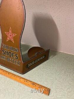 Antique Star Brand Shoes Metal General Store Counter Advertising Display Sign