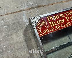 Antique Store Display Glass Case Advertising PERFECTION BLOW PENS Sign Fountain